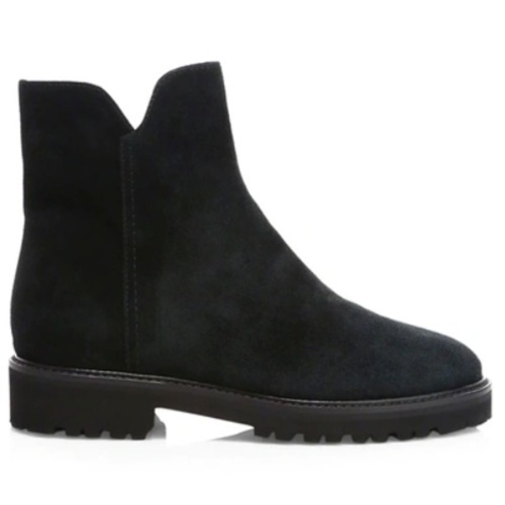 Aquatalia Madelyn Black Suede Waterproof Zip Ankle Boots Booties Women's 5.5 NEW